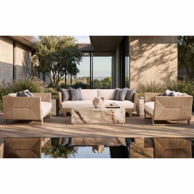 Bernhardt Exteriors Praia Wicker Chair and a Half