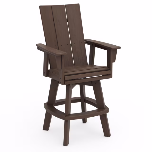 Polywood Modern Curveback Adirondack Swivel Bar Armchair