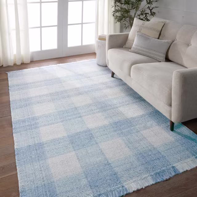 Jaipur Living Respite Truce Light Blue Plaid Indoor/Outdoor Rug