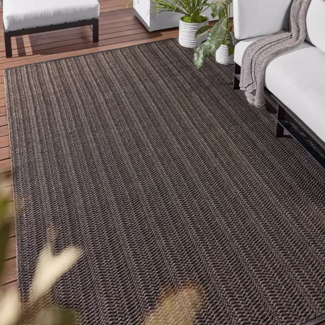 Jaipur Living Talin Elmas Striped Charcoal Indoor/Outdoor Rug