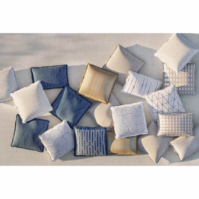 Jensen Outdoor 20" x 20" Maze Indigo/Ivory Outdoor Pillow