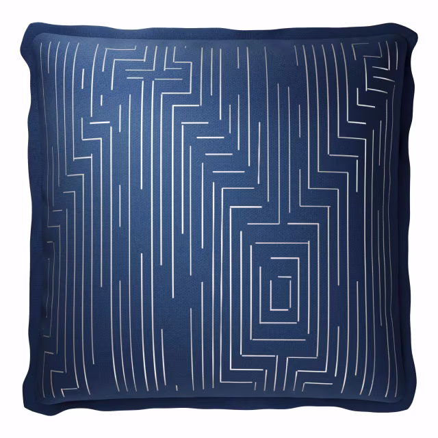 Jensen Outdoor 20" x 20" Maze Indigo/Ivory Outdoor Pillow
