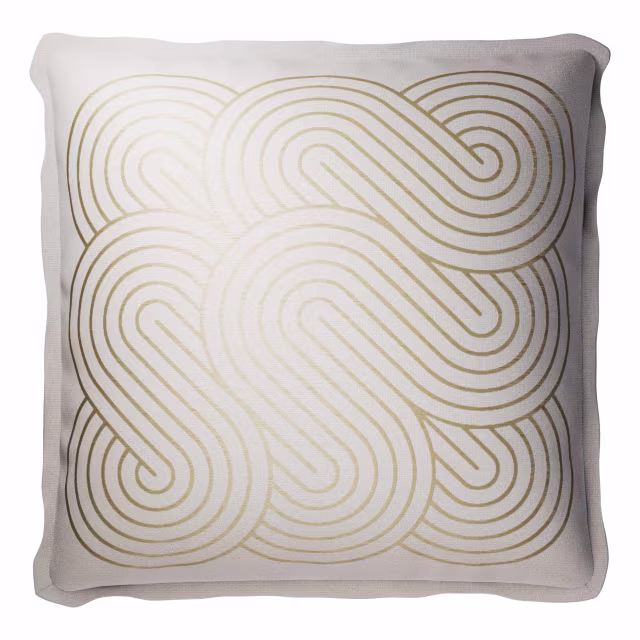 Jensen Outdoor 20" x 20" Spiral Ivory/Gold Outdoor Pillow