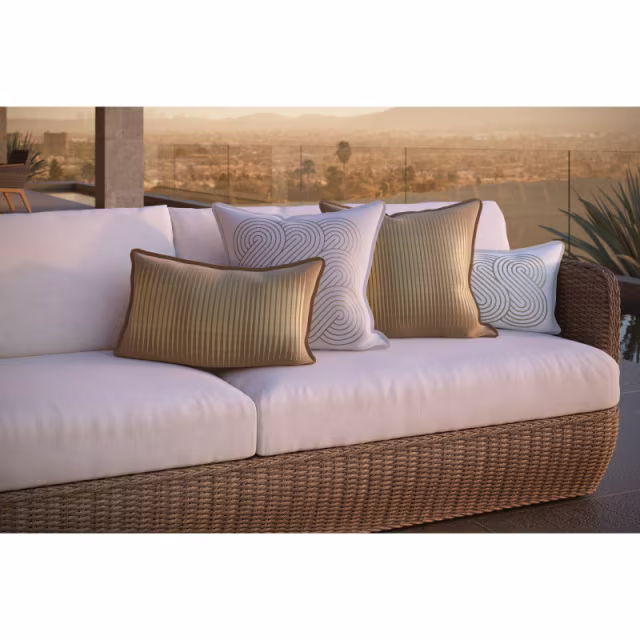 Jensen Outdoor 20" x 20" Spiral Ivory/Gold Outdoor Pillow