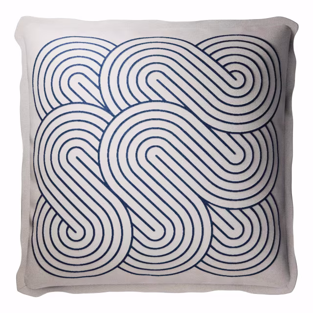 Jensen Outdoor 20" x 20" Spiral Ivory/Indigo Outdoor Pillow