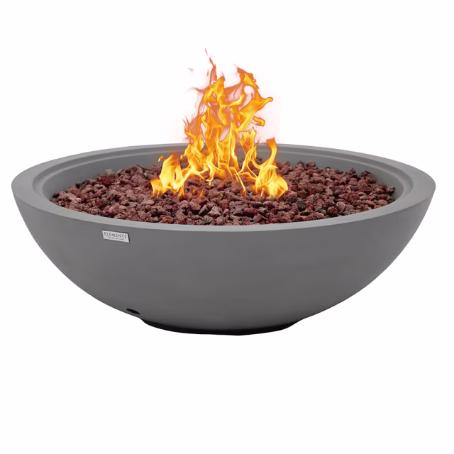 Elementi Plus Rose 48" Round Concrete Gas Fire Bowl