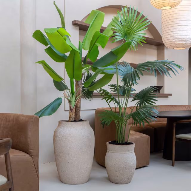 Pottery Pots 87" Faux Palm Tree Plant
