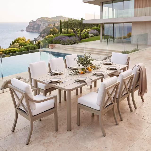 Lane Venture Morgan 84" Aluminum Rectangular Dining Table