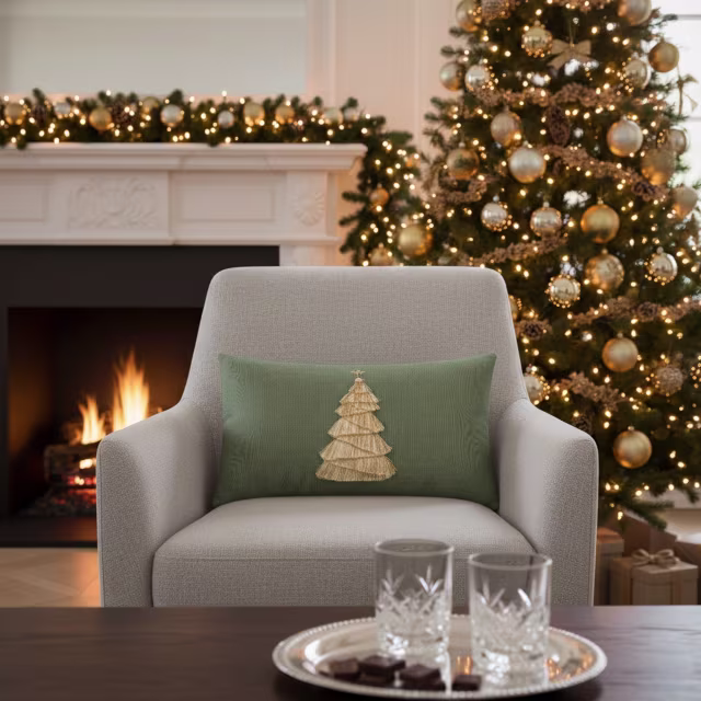 Elaine Smith 20" x 12" Fraser Fir Fern Sunbrella Outdoor Pillow