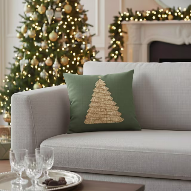 Elaine Smith 20" x 20" Fraser Fir Fern Sunbrella Outdoor Pillow
