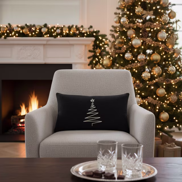 Elaine Smith 20" x 12" Silent Night Noir Lumbar Sunbrella Outdoor Pillow