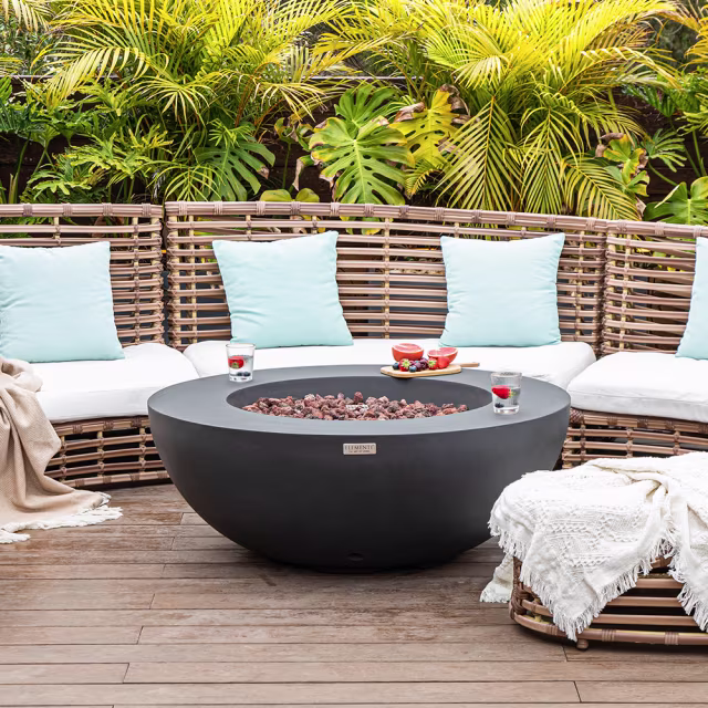 Elementi Lunar Bowl 42" Round Concrete Gas Fire Pit