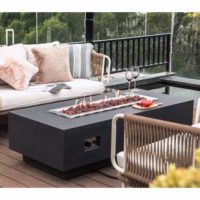 Elementi Granville 60" Rectangular Concrete Gas Fire Table