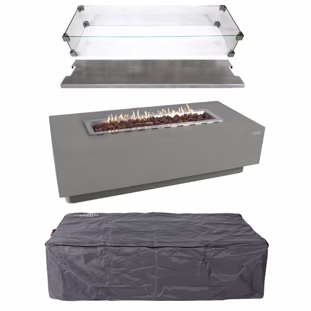 Elementi Granville 60" Rectangular Concrete Gas Fire Table Bundle