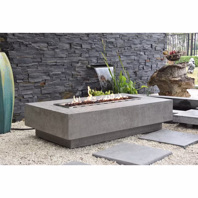 Elementi Hampton 56" Rectangular Concrete Gas Fire Table