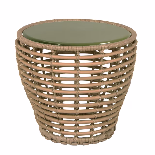 Cane-line Basket 20" Woven Round Coffee Table - Stone Top