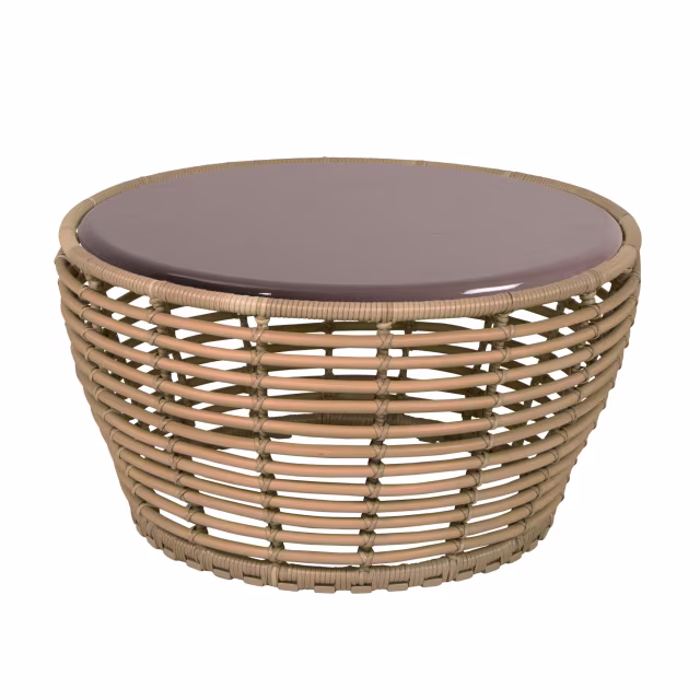 Cane-line Basket 30" Woven Round Coffee Table - Stone Top