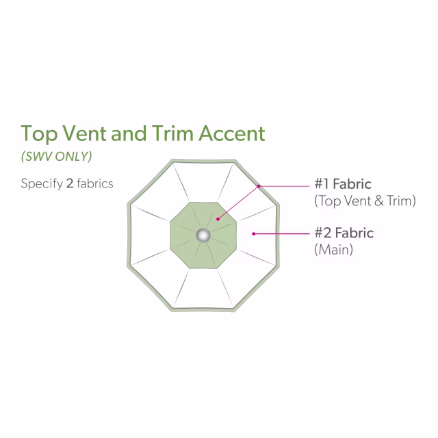 Treasure Garden Designer Top Vent and Trim Accent 9' Octagonal Aluminum Market Patio Umbrella