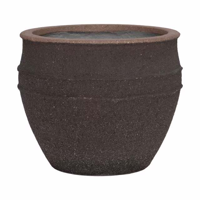 Pottery Pots Mediterranean Athena 16" Round Ficonstone Planter Pot - Umber Brown
