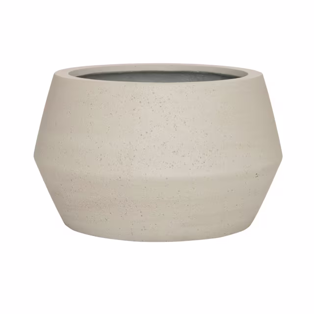Pottery Pots Cement Harley Low 21" Round Ficonstone Planter Pot - Beige Washed