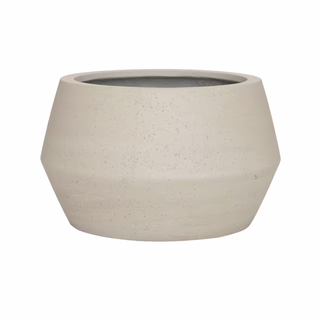 Pottery Pots Cement Harley Low 14" Round Ficonstone Planter Pot - Beige Washed