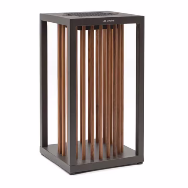 Les Jardins Inka 17" Teak Solar LED Lantern