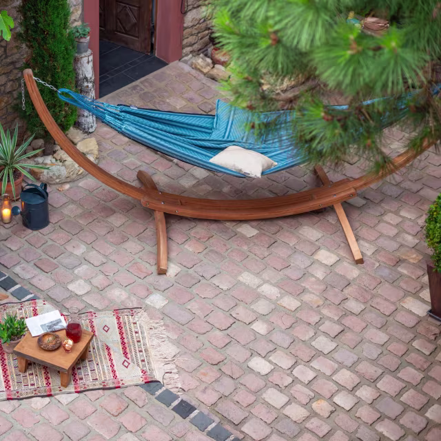 La Siesta Maera Single Eucalyptus Outdoor Hammock Stand