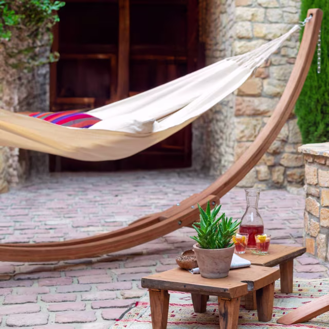 La Siesta Maera Double Eucalyptus Outdoor Hammock Stand