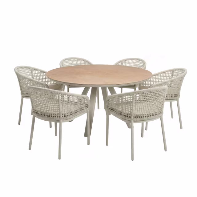 POVL Outdoor Frisk 7-Piece 59" Round Patio Dining Set
