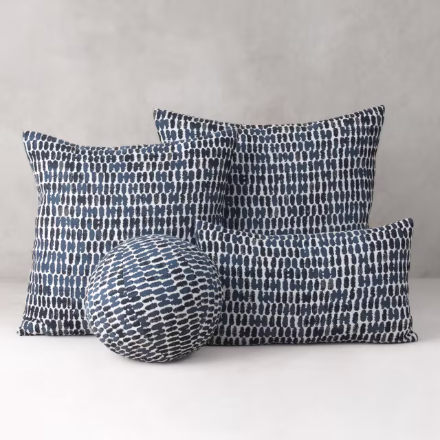 Elaine Smith 12" Thumbprint Indigo Orb Outdoor Pillow