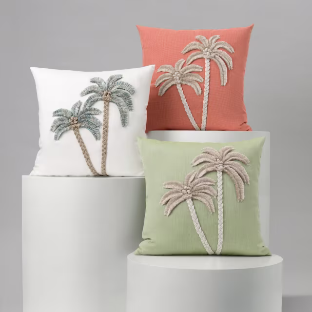 Elaine Smith 22" x 22" Escape Coral Sunbrella Outdoor Pillow