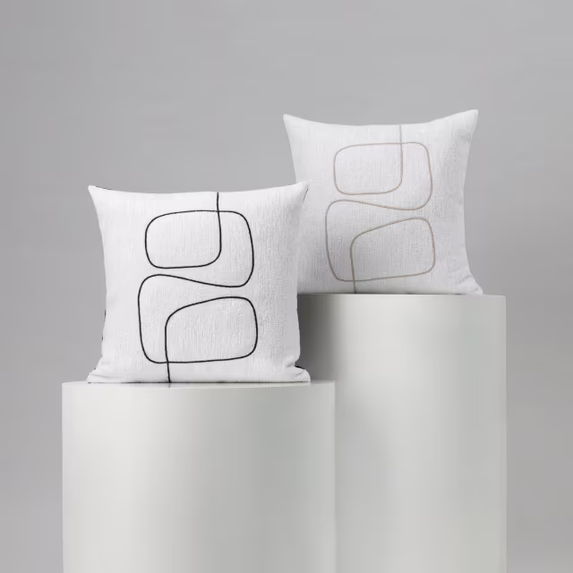 Elaine Smith 20" x 20" Linear Luxe Oyster Sunbrella Outdoor Pillow