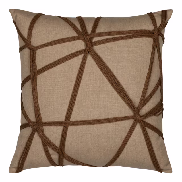 Elaine Smith 20" x 20" Interlace Chestnut Sunbrella Outdoor Pillow