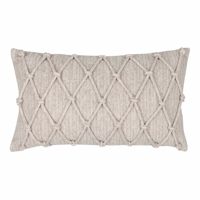 Elaine Smith 20" x 12" Macrame Fawn Sunbrella Outdoor Pillow