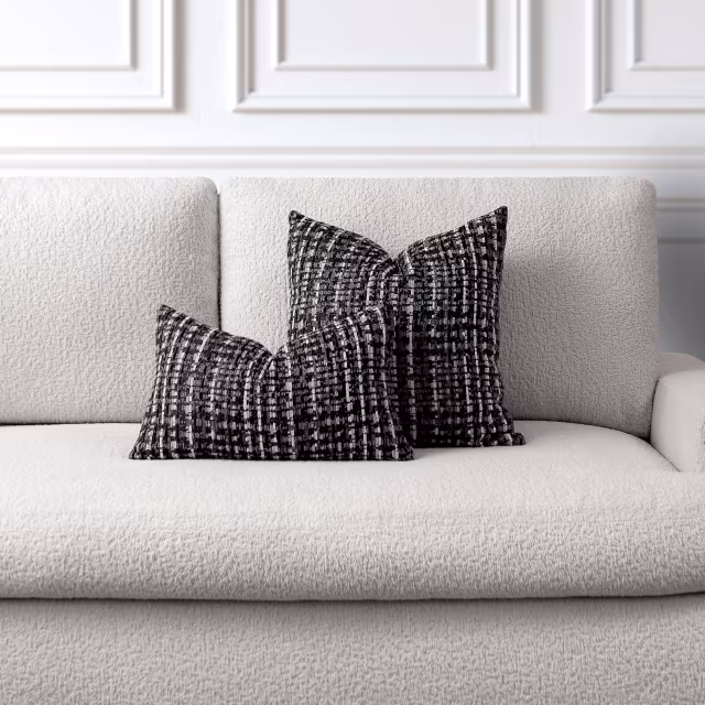 Elaine Smith 20" x 12" Channel Noir Sunbrella Outdoor Pillow