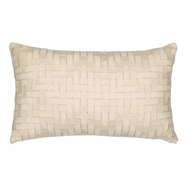 Elaine Smith 20" x 12" Entwine Crema Sunbrella Outdoor Pillow