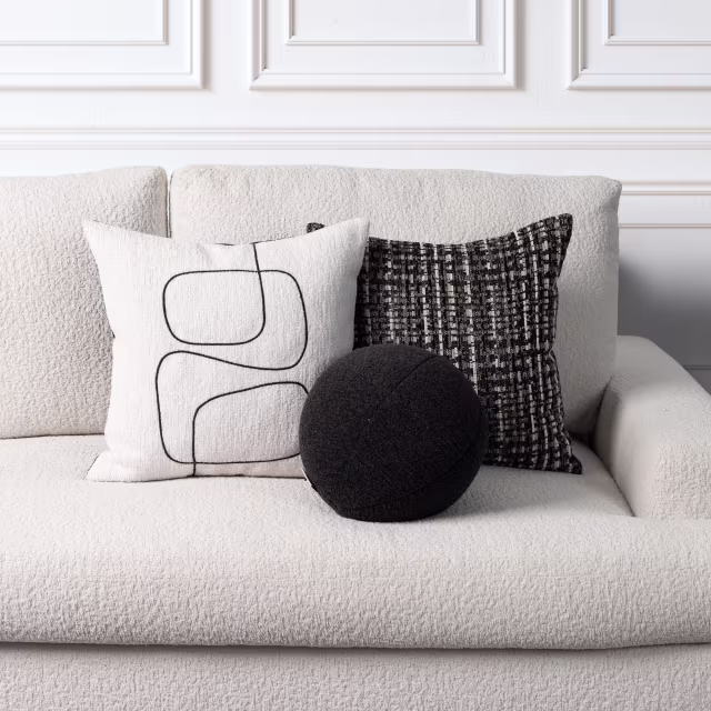 Elaine Smith 20" x 20" Linear Luxe Ebony Sunbrella Outdoor Pillow