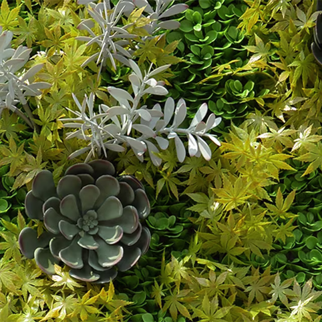 Enduraleaf Faux 4' x 8' Green Wallscape Kit - Peperomia, Maple Ivy, Succulents