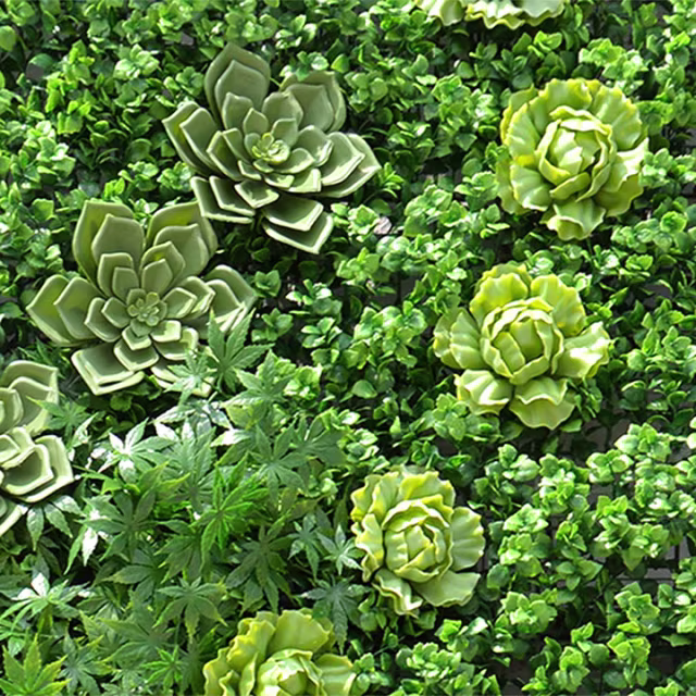 Enduraleaf Faux 4' x 8' Green Wallscape Kit - Pachysandra, Maple Ivy, Succulents