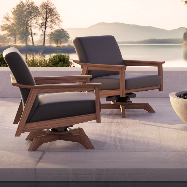 Jensen Outdoor Tempo Ipe Wood Swivel Rocking Lounge Chair