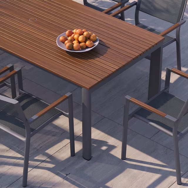 Jensen Outdoor Foundations Mesa 86" Ipe Wood Rectangular Dining Table