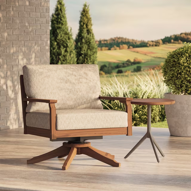 Jensen Outdoor Unicon Ipe Wood Swivel Rocking Lounge Chair