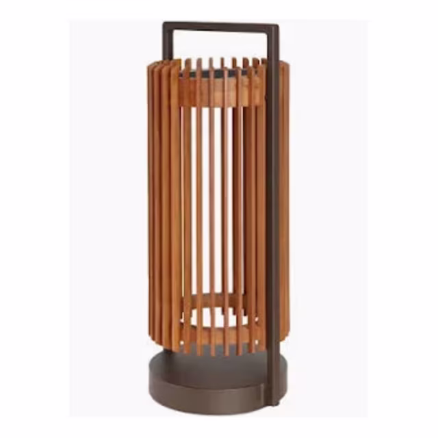 Les Jardins Jazz 24" Teak Solar LED Lantern