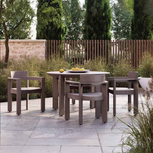 Woodard Beau 5-Piece Round Nexteak Patio Dining Set