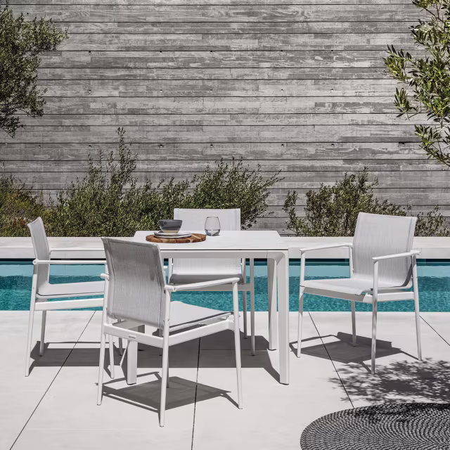 Gloster Carver 35" Ceramic Square Dining Table