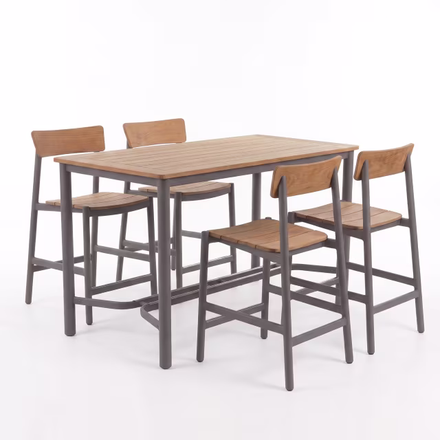 POVL Outdoor Vorso 5-Piece Rectangular Counter Height Patio Dining Set