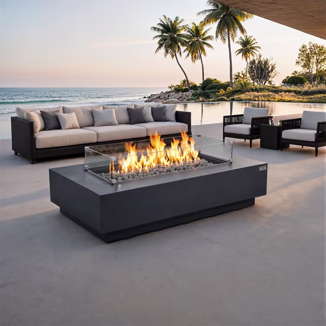 Elementi Pro Ravello 72" Rectangular Concrete Gas Fire Table
