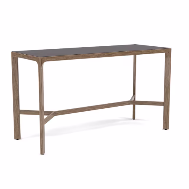 Woodard Profile 72" Aluminum Rectangular Bar Table - Stone Top