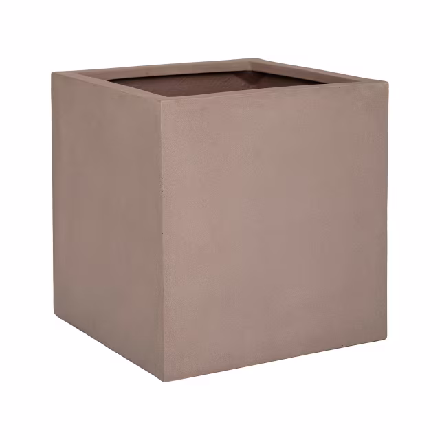 Pottery Pots Natural Block 16" Cube Fiberstone Planter Pot - Taupe