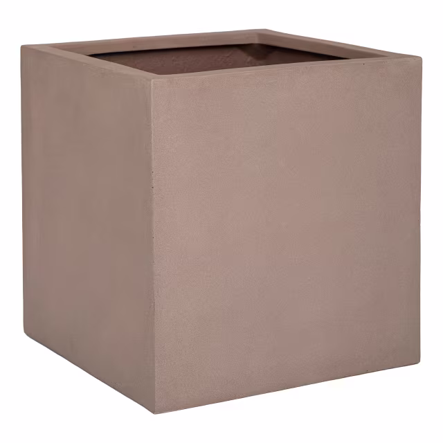 Pottery Pots Natural Block 24" Cube Fiberstone Planter Pot - Taupe